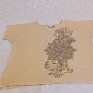 Chico's Zenergy Size 2 Women's Yellow Paisley Top